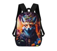 sinyumoney Fox in A Fantasy Garden Sac À Dos Scolaire Enfant Tendance Et Décontracté, Sac À Dos Imprimé En 3D Pour Garçon, Grand Sac À Dos 17inch