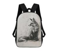 sinyumoney Fox In Charcoal Sketch Sac À Dos Scolaire Pour Enfants Imprimé En 3D, Idéal Pour Les Voyages Et Les Lectures, Pour Les Garçons Et Les Élèves Du Primaire 17inch