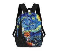 sinyumoney Fox in Starry Night Style Sacs À Dos Scolaires Pour Enfants, Sac D'école Imprimé En 3D Pour Garçons, Élèves Du Primaire Et Du Collège 17inch