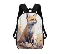 sinyumoney Fox in The Wildflowers Sacs À Dos Scolaires Pour Enfants, Sac D'école Imprimé En 3D Pour Garçons, Élèves Du Primaire Et Du Collège 17inch