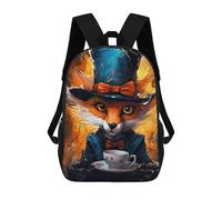 sinyumoney Fox in Top Hat with Tea Cup Sac À Dos Scolaire Imprimé En 3D Pour Garçons Et Filles, Sac À Dos Pour Enfants, Sac De Voyage 17inch
