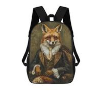 sinyumoney Fox in Victorian Attire Sac À Dos Scolaire Pour Enfants, Imprimé En 3D, Tendance Et Décontracté, Pour Garçons, Élèves Du Primaire Et Du Collège 17inch