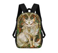 sinyumoney Fox Kitsune Stain Glass Sac À Dos Pour Enfants, Impression 3D, Sac D'école Pour Garçons Et Filles, Sac À Dos Tendance Et Décontracté Pour Écoliers 17inch