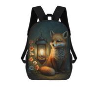 sinyumoney Fox Lantern Garden Art Print Sac À Dos En Peluche À Motif Dessin Animé, Sac À Dos 3D Pour Enfants, Idée Cadeau D'anniversaire Pour Garçons Et Filles 17inch