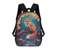 sinyumoney Fox on A Branch by A River Sac À Dos, Cartable Imprimé En 3D, Sac À Goûter, Sac À Dos De Voyage, Sac À Dos Entre Amis, Sac À Dos Scolaire Pour Filles Et Garçons 17inch