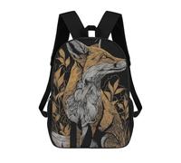 sinyumoney Fox Portrait with Foliage Sac À Dos Enfant, Cartable Imprimé En 3D Pour Garçons Et Adolescents 17inch