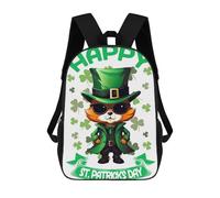 sinyumoney Fox Saint Patricks Day Sac À Dos Enfant Tendance Et Amusant, Sac À Dos Pour Garçons Et Adolescents, Sac D'école Imprimé En 3D Pour Garçons 17inch