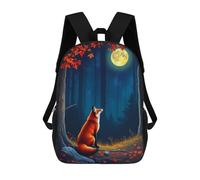 sinyumoney Fox Under The Full Moon Sac À Dos Enfant Fille 3D, Sac D'école, Sac À Dos Pour Tout-petits, Sac À Dos Décontracté, Sac À Livres Tendance 17inch
