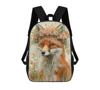 sinyumoney Fox with Floral Crown Sac À Dos Enfant, Cartable Imprimé En 3D Pour Garçons Et Adolescents 17inch