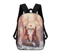 sinyumoney Foxes in Love Winter Scene Sacs À Dos Pour Enfants, Cartables 3D Personnalisés Pour Garçons Et Filles, Grands Sacs À Dos Scolaires Décontractés 17inch