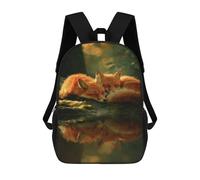 sinyumoney Foxes Resting by Water Sac À Dos Scolaire Pour Enfants, Sac À Dos De Voyage Décontracté, Grand Sac À Dos Pour Garçons Et Filles 17inch