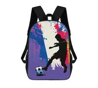 sinyumoney France Soccer Player Silhouette Sac À Dos Scolaire Pour Filles Et Garçons, Grande Capacité, Léger, Pour Enfants Et Étudiants 17inch