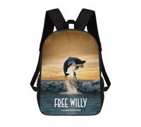 sinyumoney Free Willy Sac À Dos Scolaire Enfant Tendance Et Décontracté, Sac À Dos Imprimé En 3D Pour Garçon, Grand Sac À Dos 17inch