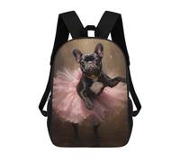 sinyumoney French Bulldog Ballerina 17inch Sac À Dos Scolaire Imprimé En 3D Pour Enfants, Style Décontracté Et Tendance, Idéal Pour Les Voyages Et Les Études.