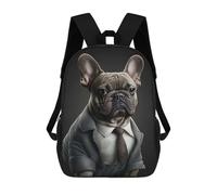 sinyumoney French Bulldog in Men Suit Sac À Dos Pour Garçons Et Adolescents, Sacs À Dos Pour Filles, Sacs À Dos Pour Tout-petits, Sacs À Livres Pour L'école Primaire Et Le Collège 17inch