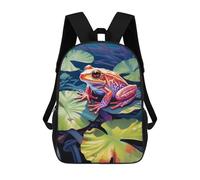 sinyumoney Frog on A Leaf Painting Sacs À Dos Pour Enfants, Cartables Imprimés En 3D, Sacs À Dos Pour Élèves Du Primaire Et Du Collège (garçons Et Filles) 17inch