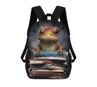 sinyumoney Frog on Books Sacs À Dos Pour Enfants 17inch Sac À Dos Scolaire, Sac D'école Imprimé En 3D Pour Garçons, Élèves Du Primaire Et Du Collège
