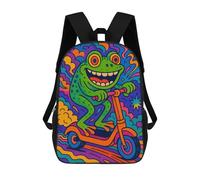sinyumoney Frog on ScooterArt Sac À Dos Scolaire Pour Adolescents, Imprimé En 3D, Ajustable, À Poches Tendance, Pour Enfants, Garçons, Filles, Étudiants Et Adolescents 17inch