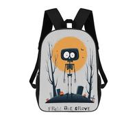 sinyumoney From The Grave - Cute Skeleton Halloween Art Sacs À Dos Imprimés En 3D Pour Enfants, Sacs D'école Tendance Pour Garçons, Sacs De Voyage, Sacs Scolaires Pour Élèves Du Primaire 17inch