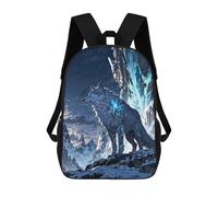 sinyumoney Frost Guardian White Wolf in Snowy Mountains Sac À Dos Scolaire Pour Filles Et Garçons, Sac À Dos Avec Poche, Sac À Dos Tendance Pour Enfants 17inch