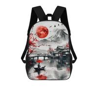 sinyumoney Fuji Mount Ink Wash Art Sac À Dos Scolaire Pour Filles Et Garçons, Grand Sac À Dos Léger Pour Enfants Et Étudiants 17inch