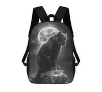 sinyumoney Full Moon Black Panther Sac À Dos Pour Enfants, Impression 3D, Sac D'école Pour Garçons Et Filles, Sac À Dos Tendance Et Décontracté Pour Écoliers 17inch