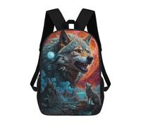 sinyumoney Full Moon Lone Wolf Snarls Sac À Dos Scolaire Pour Enfants Imprimé En 3D, Idéal Pour Les Voyages Et Les Livres 17inch