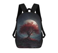 sinyumoney Full Moon Red Tree Landscape Sac À Dos Scolaire Pour Enfants, Imprimé En 3D, Pour Garçons, Élèves Du Primaire Et Du Collège 17inch