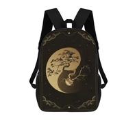 sinyumoney Full Moon Zen Journal Sac À Dos Scolaire Imprimé En 3D, Sac À Dos Tendance Pour Enfants, Sac À Dos Pour Garçons, Élèves Du Collège 17inch