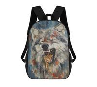 sinyumoney Funny Angry Gray Wolf Food Sac À Dos Imprimé En 3D Pour Enfants, Sac À Dos Scolaire, Sac À Dos De Voyage Pour Enfants, Sac À Livres Grande Capacité, Sac À Dos Pour Enfants 17inch