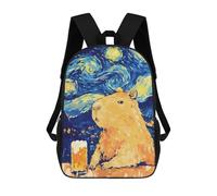 sinyumoney Funny Capybara Beer Starry Night Sacs À Dos Scolaires Pour Enfants, Sac D'école Tendance, Sac D'école Imprimé En 3D Pour Garçons, Élèves Du Primaire Et Du Collège 17inch