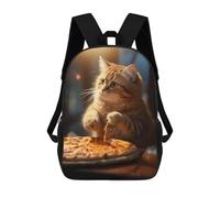 sinyumoney Funny Cat Eats Pizza Sacs À Dos Pour Enfants, Sac À Dos Scolaire, Sac À Dos Imprimé En 3D Pour Enfants, Sac À Dos De Voyage, Sac À Livres, Sac D'école Pour Enfants 17inch