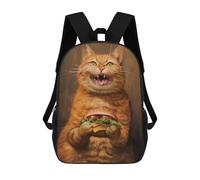 sinyumoney Funny Cat Hamburger Smile Sac À Dos Scolaire Enfant Tendance Et Décontracté, Sac À Dos Imprimé En 3D Pour Garçon, Grand Sac À Dos 17inch