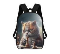 sinyumoney Funny Cat Playing Chess Sac À Dos Enfant Fille 3D, Sac D'école, Sac À Dos Pour Tout-petits, Sac À Dos Décontracté, Sac À Livres Tendance 17inch