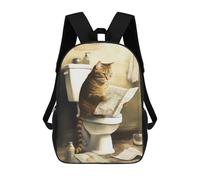 sinyumoney Funny Cat Reading News Sacs À Dos Imprimés En 3D Pour Enfants, Sacs D'école Tendance Pour Garçons, Sacs De Voyage, Sacs Scolaires Pour Élèves Du Primaire 17inch