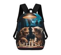 sinyumoney Funny Cats Playing Chess 17inch Sac À Dos Scolaire Imprimé En 3D Pour Enfants, Style Décontracté Et Tendance, Idéal Pour Les Voyages Et Les Études.