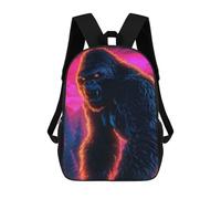 sinyumoney Furious Gorilla with Glowing Eyes 17inch Sac À Dos Scolaire Imprimé En 3D Pour Enfants, Style Décontracté Et Tendance, Idéal Pour Les Voyages Et Les Études.