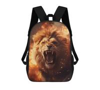 sinyumoney Furious Lion Fire Flames Sacs À Dos Imprimés En 3D Pour Enfants 17inch Sacs À Dos Tendance Et Décontractés Pour La Journée, Sacs De Voyage, Sacs À Dos D'extérieur Pour Garçons Et Filles