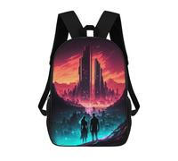 sinyumoney Future City Couple Sacs À Dos Scolaires Pour Enfants, Sac D'école Tendance, Sac D'école Imprimé En 3D Pour Garçons, Élèves Du Primaire Et Du Collège 17inch