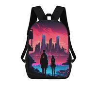 sinyumoney Future City Skyline Sac À Dos Imprimé En 3D Pour Enfants, Sac À Dos Scolaire, Sac À Dos De Voyage Pour Enfants, Sac À Livres Grande Capacité, Sac À Dos Pour Enfants 17inch