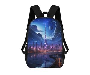 sinyumoney Future Moon Light City Sac À Dos Imprimé En 3D Pour Enfants, Sac D'école Grande Capacité, Sac De Voyage, Sac À Livres, Sac À Dos Scolaire Pour Enfants 17inch