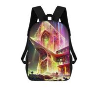 sinyumoney Futuristic Alien Cityscape Sac À Dos Scolaire Pour Enfants Imprimé En 3D, Idéal Pour Les Voyages Et Les Livres 17inch