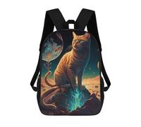 sinyumoney Galactic Cat Adventure Sac À Dos Scolaire Imprimé En 3D Pour Enfants, Sac À Dos De Voyage, Sac Tendance Et Décontracté Pour Écoliers 17inch