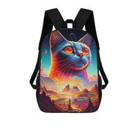 sinyumoney Galactic Cat Dreamscape Sac À Dos Scolaire Pour Enfants Imprimé En 3D, Idéal Pour Les Voyages Et Les Lectures, Pour Les Garçons Et Les Élèves Du Primaire 17inch