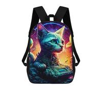 sinyumoney Galactic Cat Explorer Sac À Dos Scolaire Pour Enfants, Imprimé En 3D, Tendance Et Décontracté, Pour Garçons, Élèves Du Primaire Et Du Collège 17inch