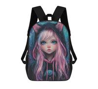 sinyumoney Galactic Cat Hoodie Fashion Sacs À Dos Imprimés En 3D Pour Enfants 17inch Sacs À Dos Tendance Et Décontractés Pour La Journée, Sacs De Voyage, Sacs À Dos D'extérieur Pour Garçons Et Filles