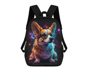 sinyumoney Galactic Corgi Glasses 17inch Sac À Dos Scolaire Imprimé En 3D Pour Enfants, Style Décontracté Et Tendance, Idéal Pour Les Voyages Et Les Études.
