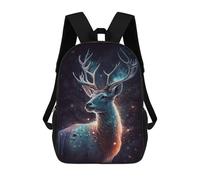 sinyumoney Galactic Deer Art Print-12 Sacs À Dos Pour Enfants 17inch Sac À Dos Scolaire, Sac D'école Imprimé En 3D Pour Garçons, Élèves Du Primaire Et Du Collège