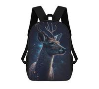 sinyumoney Galactic Deer Profile-4 Sacs À Dos Imprimés En 3D Pour Enfants 17inch Sacs À Dos Tendance Et Décontractés Pour La Journée, Sacs De Voyage, Sacs À Dos D'extérieur Pour Garçons Et Filles