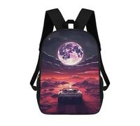 sinyumoney Galactic Drive Moonlit Journey Sacs À Dos Pour Enfants, Sac À Dos Scolaire Imprimé En 3D Pour Enfants, Sac À Dos De Voyage, Sac À Livres Pour Enfants 17inch Sac D'école